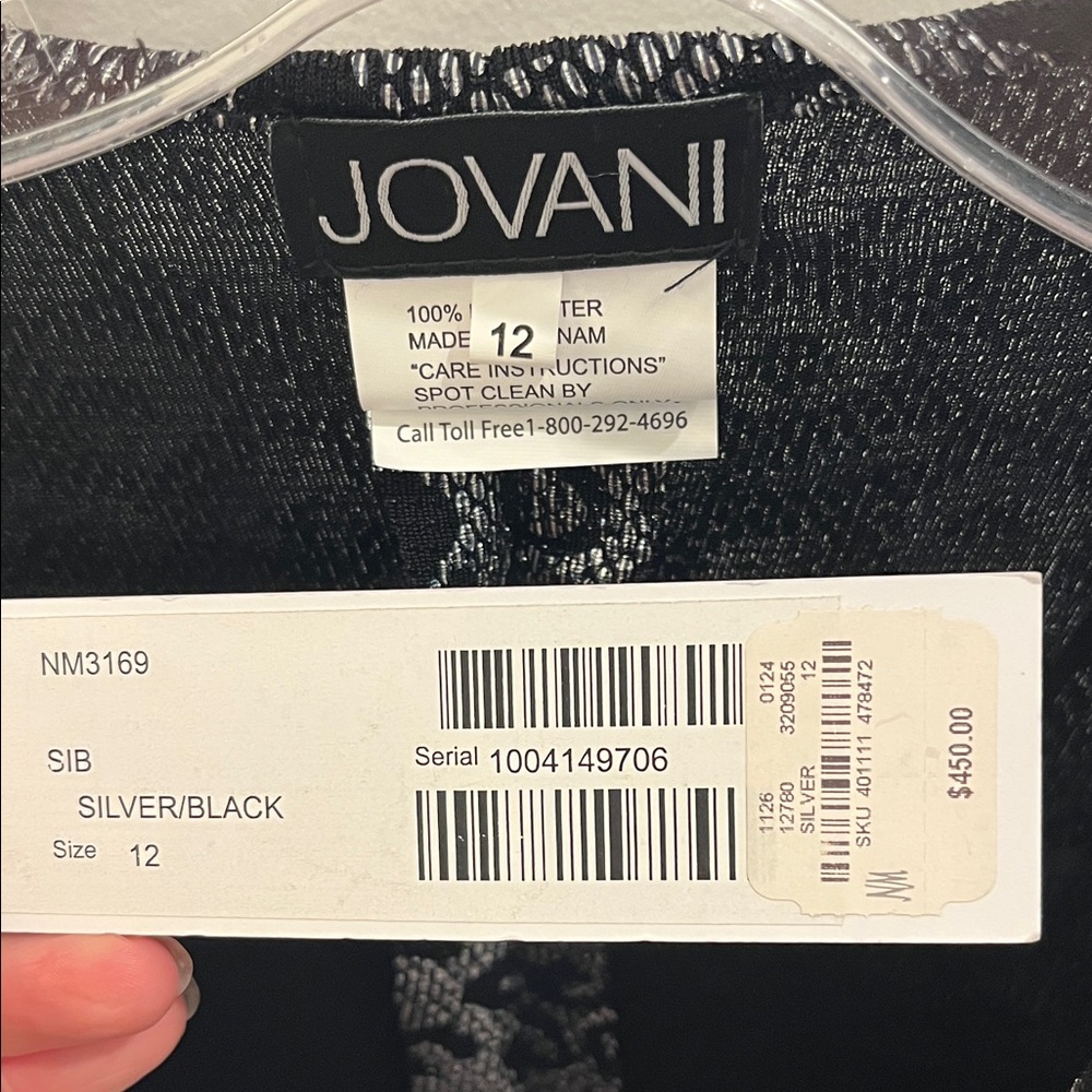 Jovani 3169 Silver & Black Metallic Leopard Ruched Mini Dress-sz 12 - Picture 3 of 10